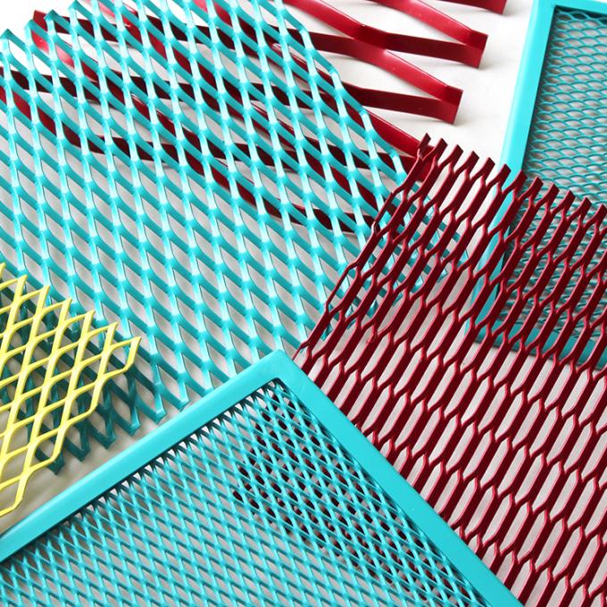 Blue Sheet Metal Ceiling Aluminium Expanded Mesh Perforated Apply To Office