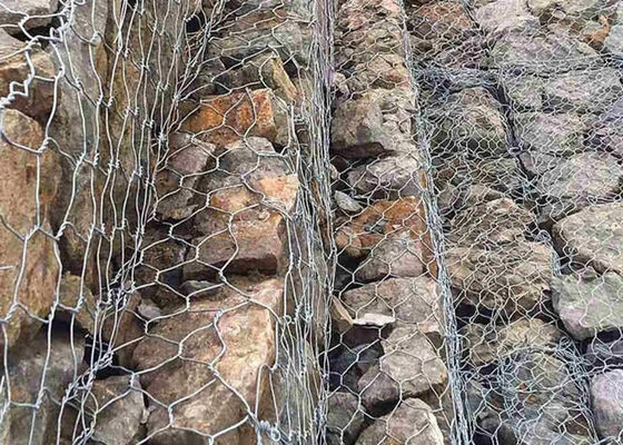 Gabion Basket Hexagonal Woven Wire Mesh For Stone Loading For Bank Slopes Protection Road Paving