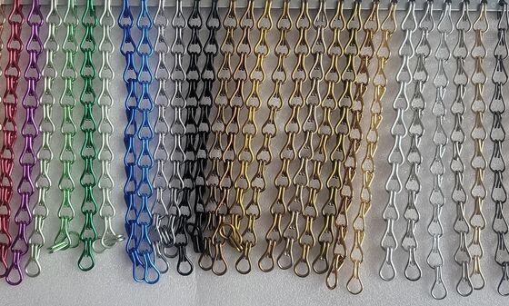Bronze Anodized Aluminum Hook Chain Metal Curtain with 2.0x12x24mm Hook Size and 120x250cm Dimensions
