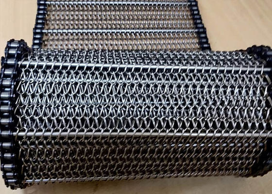 สายพานลำเลียงโลหะเหล็กอ่อนเสริมสายพาน SS Chain Link Conveyor Belt