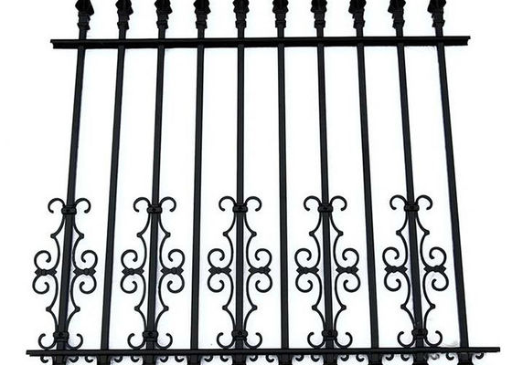 Welded Wrought Iron Fence Panels With Finial Hot Dip Galvanized