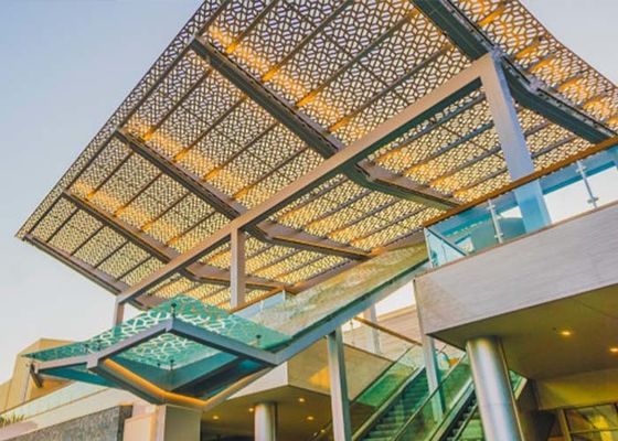 Perforated Metal Sunshade Panels Aesthetically And Ventilated for Architectural Sun Control System