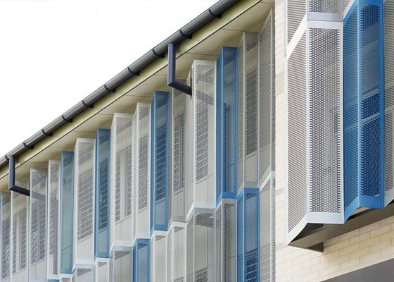 Perforated Metal Sunshade Panels Aesthetically And Ventilated for Architectural Sun Control System