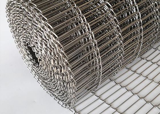 3 &quot;ถึง 14&quot; สายพานลำเลียงโลหะ Flat Flex Wire Mesh Conveyor Belt