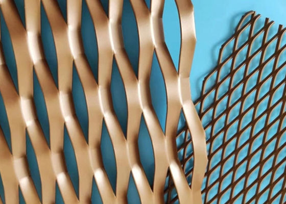 Suspended Ceiling Decorative Expanded Metal Wire Mesh Screen Anodized Aluminum