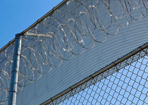 Military Defense 10 Ft Chain Link Fence With Barbed Wire And Razor Wire