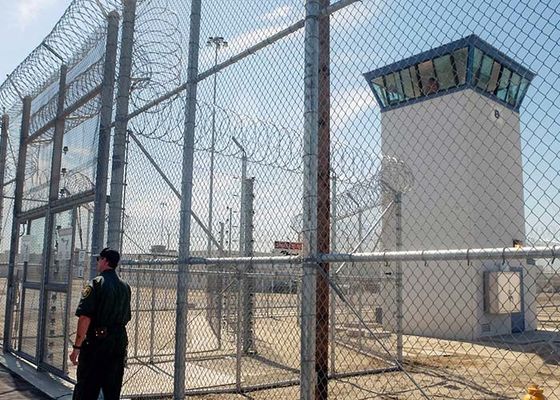 Military Defense 10 Ft Chain Link Fence With Barbed Wire And Razor Wire