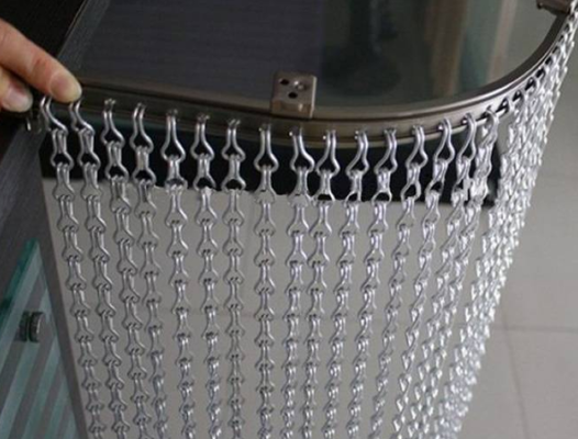 Silver Anodized 6063 Aluminum Alloy Hook Chain Metal Curtain with 1.6x12x24mm Hook Size for Door Decoration